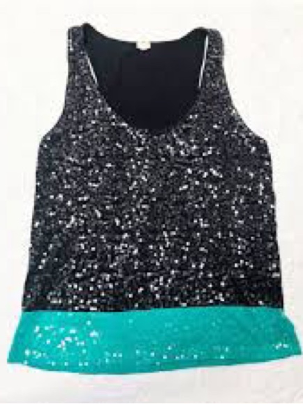 J. Crew Black Sequin Tank with Teal Hem & FREE Teal Cardigan